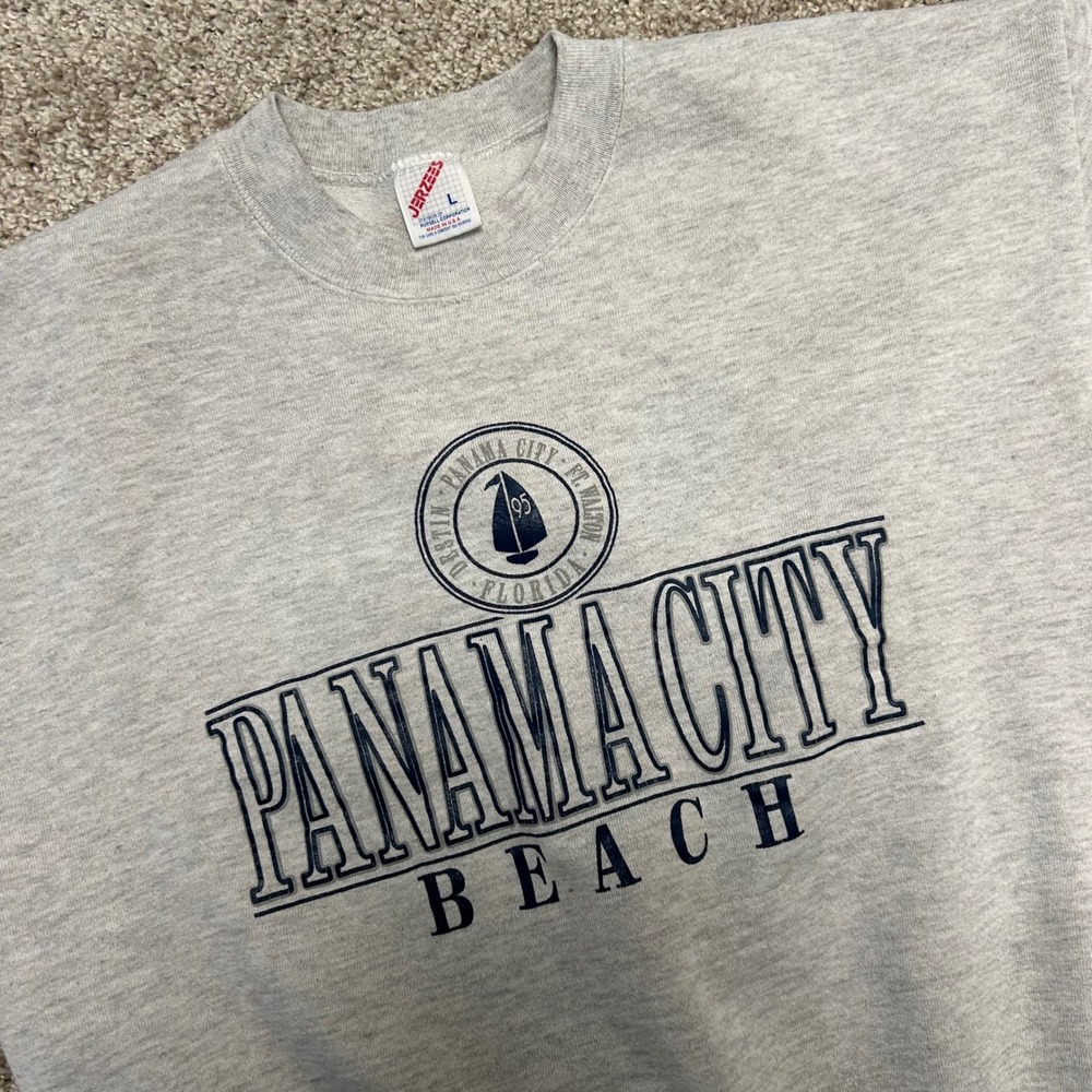 Vintage Panama City Beach Crewneck Sweatshirt Size Large USA Made Jerzees 90s